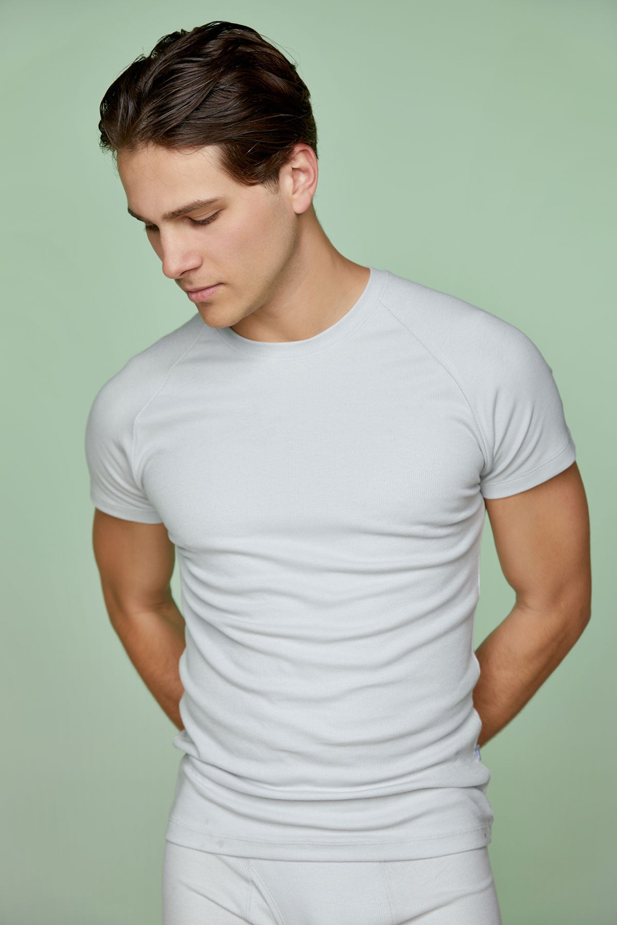 Ribbed Cotton Basic Tee Raglan Short Sleeve Crew neck – UNDERS